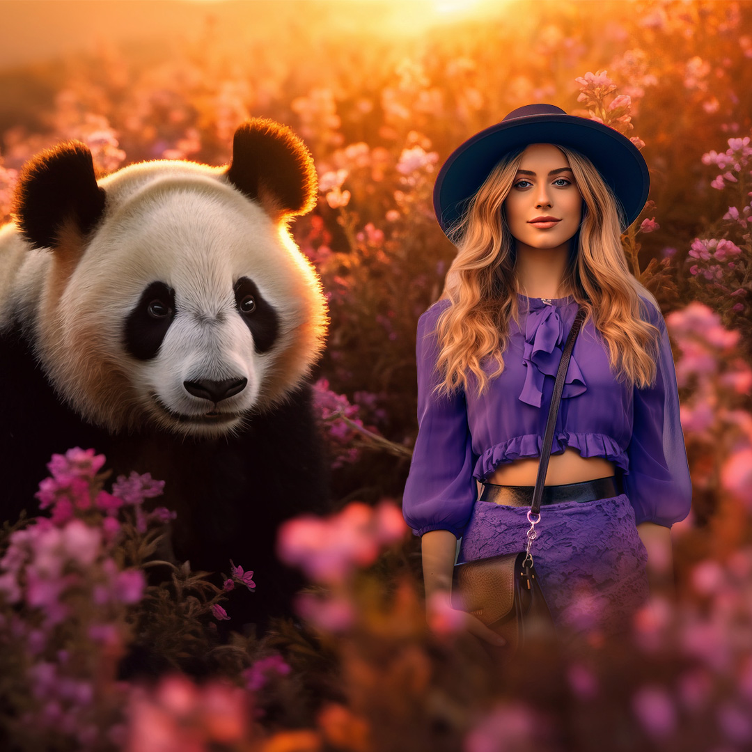 Panda in blossom flowers🌸🐼