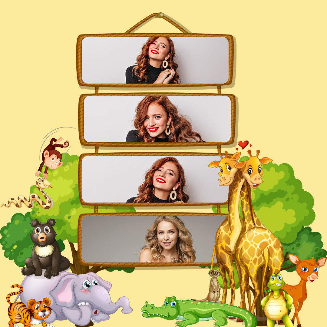 Template with cute animals